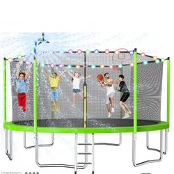 14ft  Brand New Patio  Tranpoline  Water Sprinklers  In Box