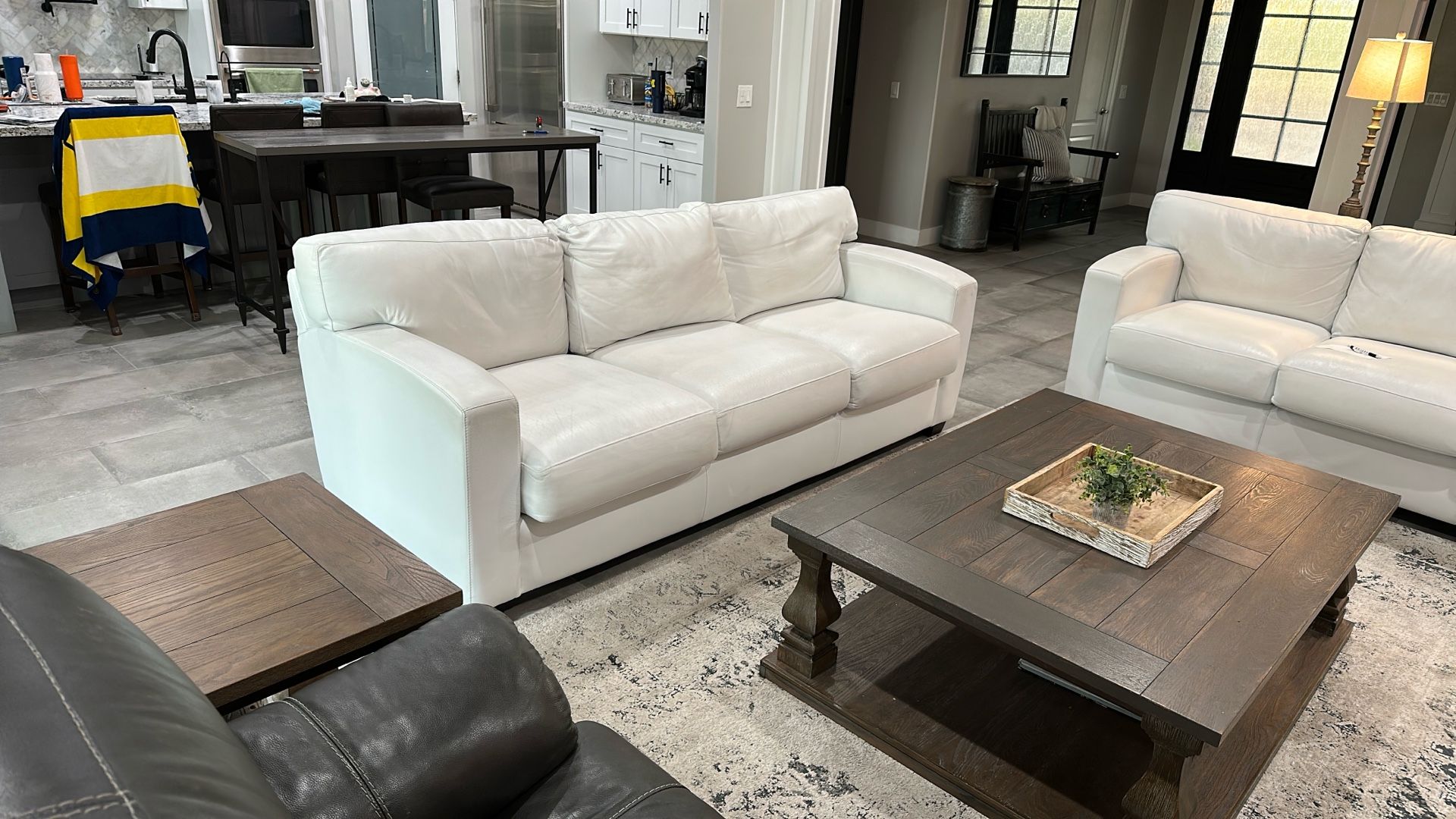 2 Creative Leather ALL leather White Sofa’s.