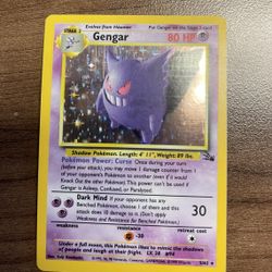 Holographic Gengar 5/62 Fossil Pokémon card good condition 