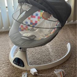 Soobaby Baby Swing for Infants,Electric Bouncer for Babies,Portable Swing for Baby Boy Girl,Remote Control Indoor Baby Rocker with 5 Sway Speeds,Music