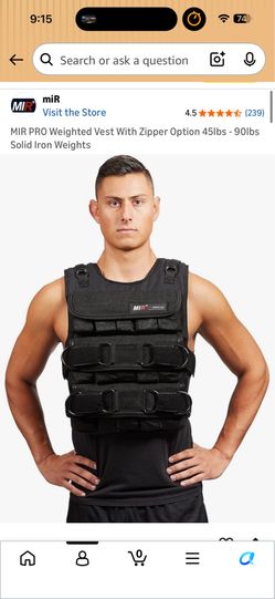 MIR PRO Weighted Vest With Zipper 45lbs - 90lbs Solid Iron Weights