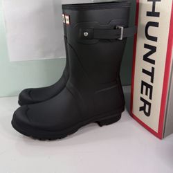 HUNTER Women's Original Short Rubber Waterproof Boots Black - size 8
