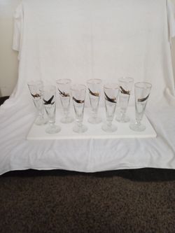 Set Of Eight WW2 Planes Of Fame 12oz Beer Glasses 