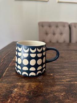 Navy & Cream Geometric Ceramic Coffee Mug