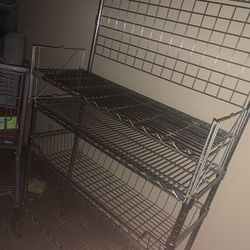 black metal shelving unit