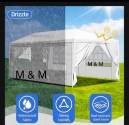 10'x20' Outdoor Canopy Party Wedding Tent White Gazebo Pavilion with 6 Side Walls