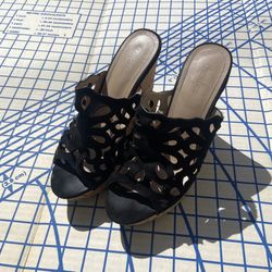 Charles by Charles David Black Cutout Wedge Sandals – Size 8M