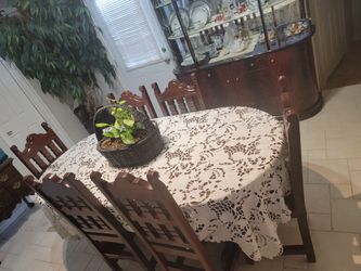 REAL WOOD -Dining Table Sitting For 6 With 8 Chairs Total