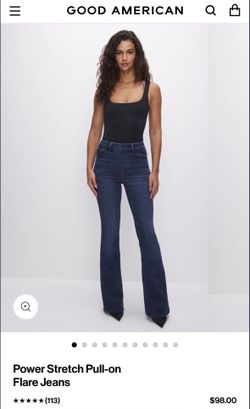 Good American-Power Stretch Pull-on Flare Jeans-Size Large