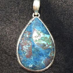 NEW~925 Sterling Silver & Chrysocolla Pendant* Handmade*