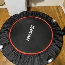 BCAN 40/48" Foldable Mini Trampoline Max Load 330lbs/440lbs, Fitness Rebounder with Adjustable Foam Handle, Exercise Trampoline for Adults Indoor/Gard