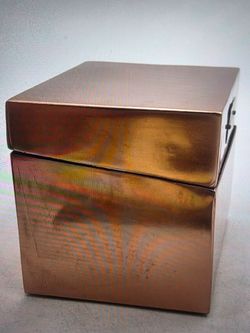 Antique Copper Metal Hinged Recipe Box