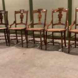 5 Cain Chairs Antique 