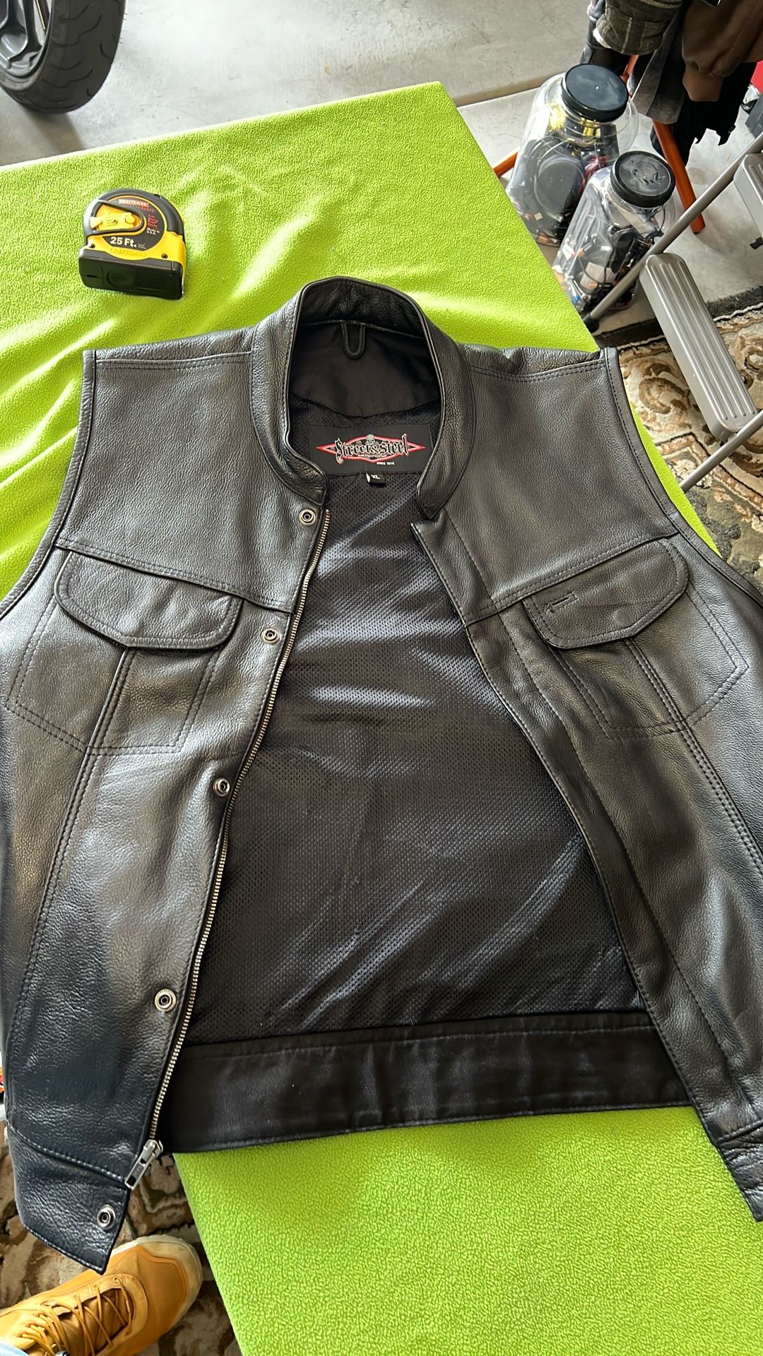 Street Steel Leather Motorcycle Vest (Size XL) – Like New