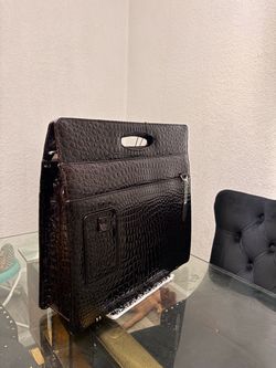 Dark Brown Croc-Embossed Leather bag/ briefcase