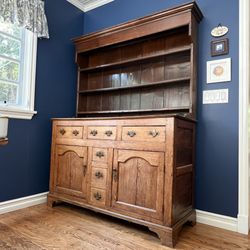 Antique English Oak Welsh Dresser Hutch c.1900 Original Primitive * Arts & Crafts Nice!