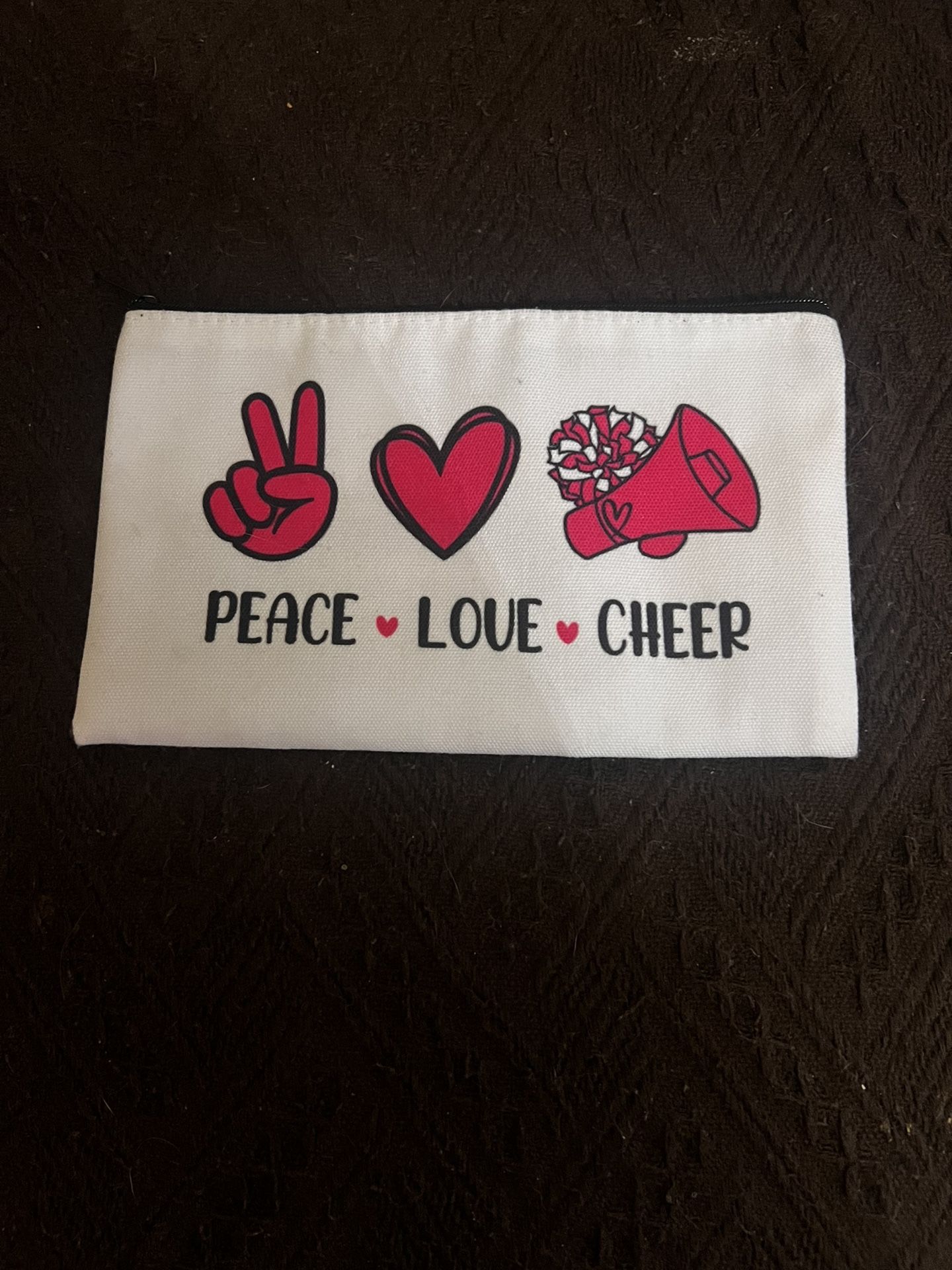 Peace love cheer makeup bag. New without tags