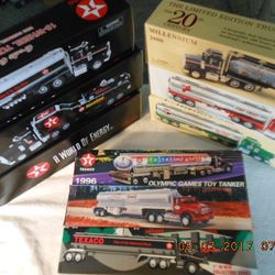 (1) LOT OF 9 RARE TEXACO TOY TANKERS AND CREDIT CARD EDITION COIN BANKS