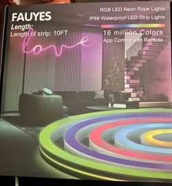 BRAND NEW IN BOX 10FT Neon Rope Lights RGB Strip Lights Waterproof IP67 LED Lights Music Sync Remote Control Dimmable Timer