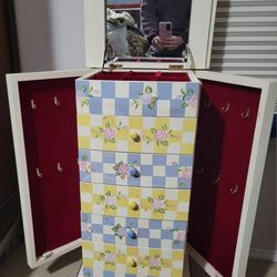 Hand Painted Full Size Girls Jewelry Armoire Chest Cabinets