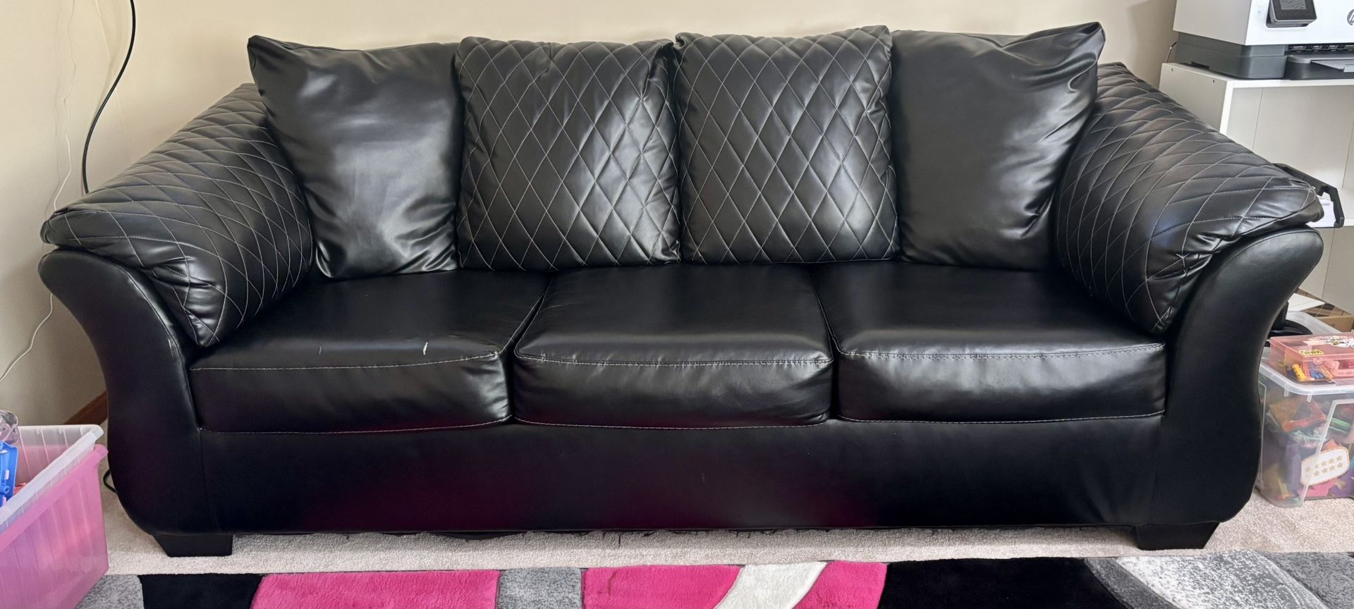 Ashley Brand Faux Leather Sofa & Loveseat