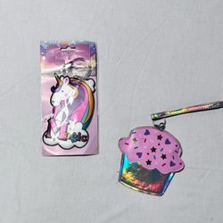 Unicorn Bag Tag And Cupcake Wristlet 