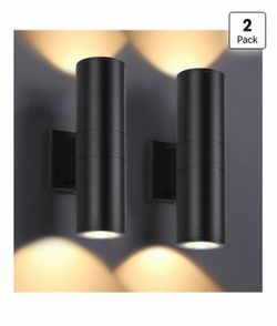 2 Pack Black LED Wall Sconce Up/Down IP65 Waterproof 12W 2700K Warm White