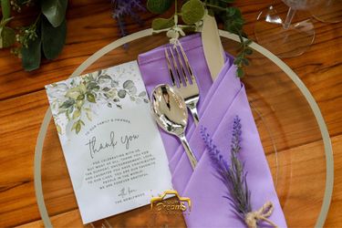 Polyester Cloth Napkins 20”x20” - Washable Soft Table Linens Lavender 130 Pcs with Lavender Sprig