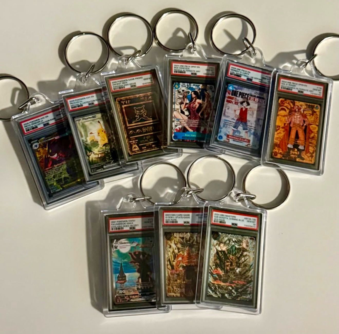 Pokemon DBZ One Piece PSA 10 Keychain x1