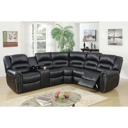 Black Recliner Sectional 