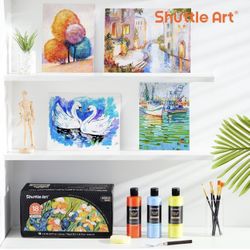 18 Colors Acrylic Paint Bottle Set (250ml/8.45oz), Rich Pigmented Bulk Painting Supplies