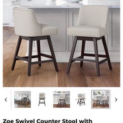 Zoe Swivel Counter Stool with Nailhead Trim Lue Bona