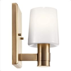 KICHLER Adani 1-Light Champagne Bronze Wall Sconce with Opal Glass Shade (55174CPZ)