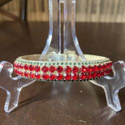 Red & Green Crystals Pet Collar