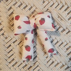 Strawberries Puffy Bow Keychain Backpack Purse Charm 