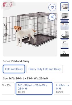 Fold and Carry Wire Dog Crate M/L