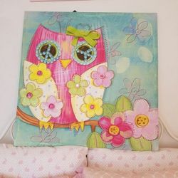 New Large Owl Canvas For Girl's Room