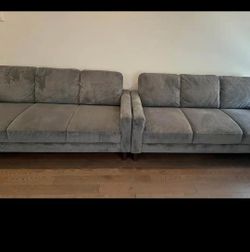 Grey corduroy couch set