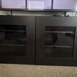 IKEA TV Stand 25.5”H x 47”L x 16.5”W with Glass Doors for Sale