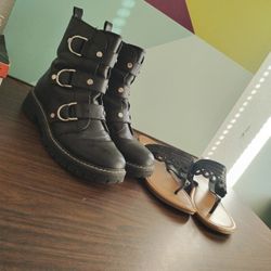 Black Buckle Boots (Kohl's) Sonoma Spring Sandals