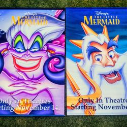 TWO 2 Sided Vinyl Disney Store Display Hangers Of The Little Mermaid Re-released In 1997 See Description For More Information And Details