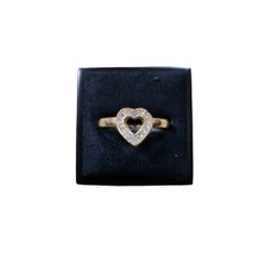 Size 7.25 Gold Toned Bling Heart Ring