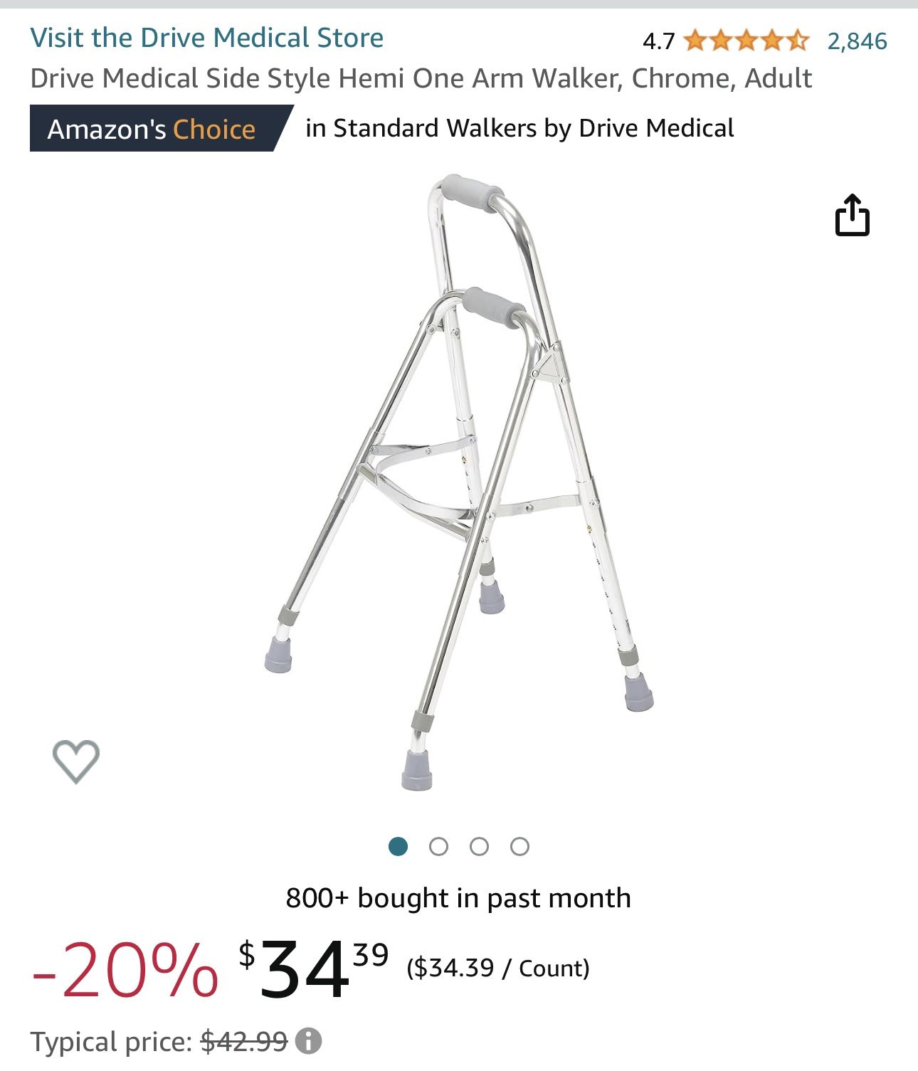 Drive Medical Side Style Hemi Zone One Arm Walker