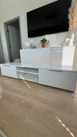 Sleek white TV stand