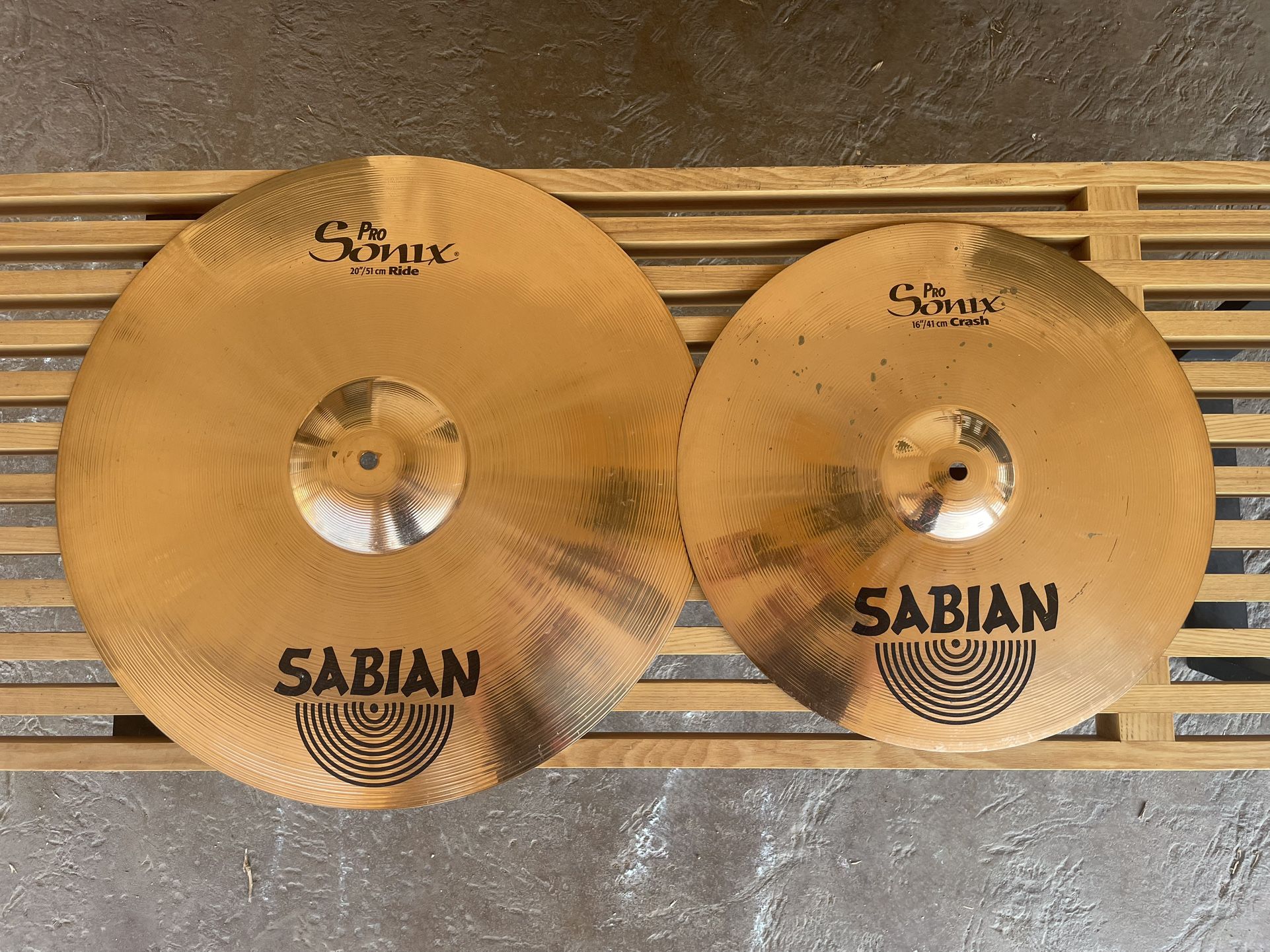 Sabian Cymbals 20” Ride / 16” Crash