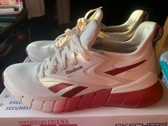 Red and White Reebok Sneakers