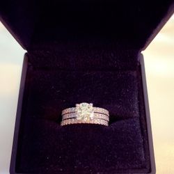 Right In Time For VRound Diamond Center Stone GIA Certified Engagement ring 3 Carats White Gold Ring With Wedding Bands