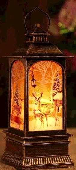 Lanterns, decorated with sparkling christmas snowball water , spin the snow pavilion