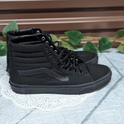 Vans Off The Wall Size 11  Mens Black On Black Hi Top Sneakers 