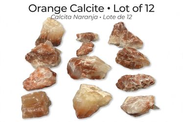 Natural Orange Calcite Lot of 12 - Raw Crystal Clusters for Home Decor
